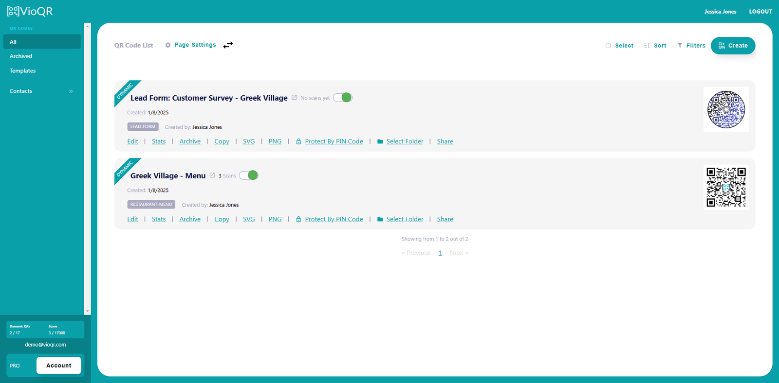 VioQR-Dashboard<br />
