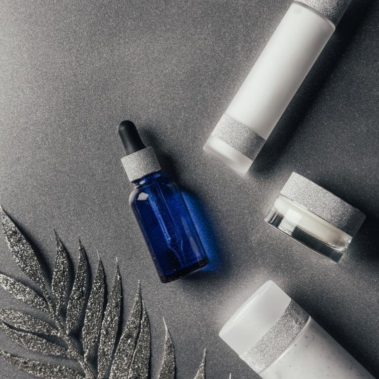 essential oils and creams on a table
